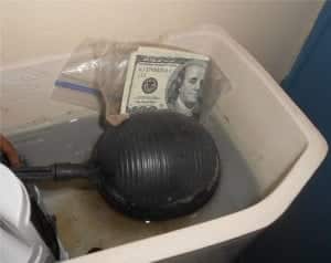Money in toilet